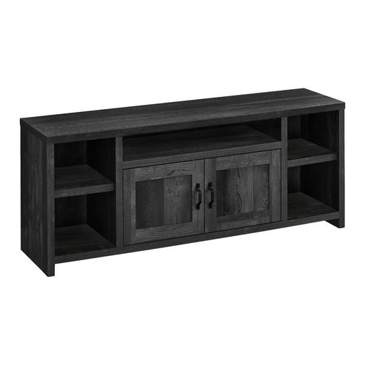 Monarch Specialties I2743 | TV stand - 60" - 5 shelves - 2 doors - Faux wood Black-SONXPLUS Granby