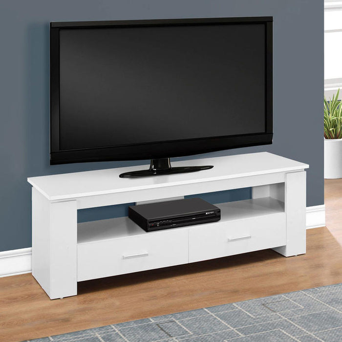 Monarch Specialties I 2601 | Meuble TV - 48" - 2 Tiroirs de rangement - Blanc-SONXPLUS Granby