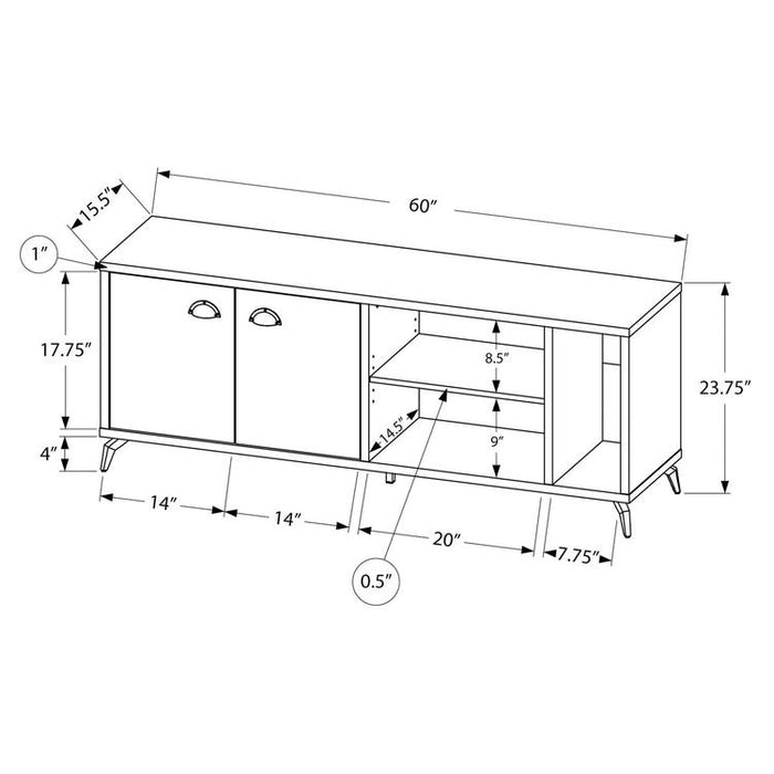 Monarch Specialties I 2831 | TV stand - 60" - Imitation wood - Medium brown - Grey imitation concrete-SONXPLUS Granby