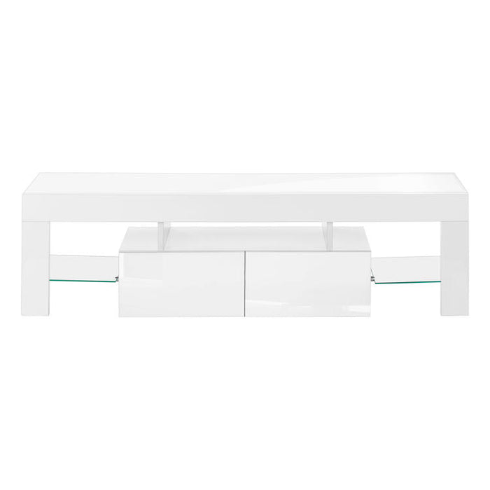 Monarch Specialties I 3548 | TV stand - 63" - Tempered glass - Glossy white-SONXPLUS Granby