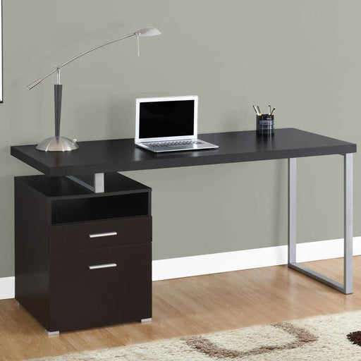 Monarch Specialties I 7143 | Computer cabinet - 60" - Silver metal - Espresso-SONXPLUS Granby