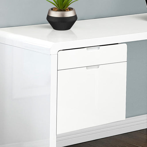 Monarch Specialties I 7582 | Computer cabinet - 70" - Corner - L-shaped design - Reversible configuration - With drawers - Gloss white finish-SONXPLUS Granby