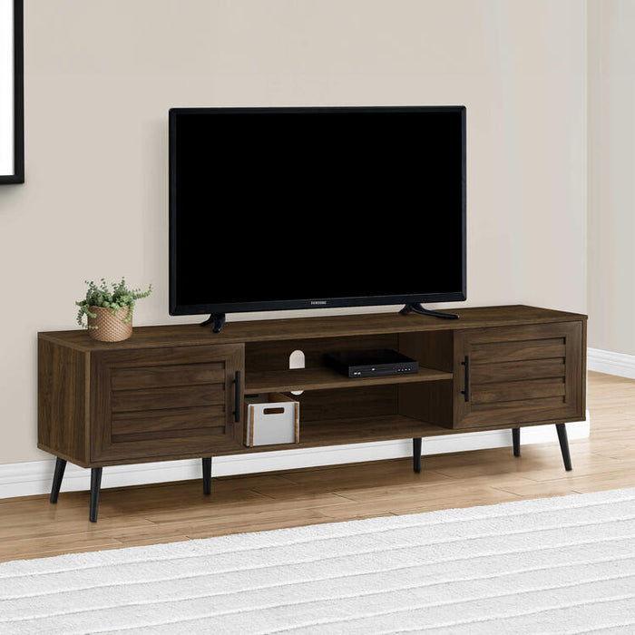 Monarch Specialties I 2717 | Meuble pour téléviseur 72'' - Simili-bois brun - Avec 2 portes-SONXPLUS Granby