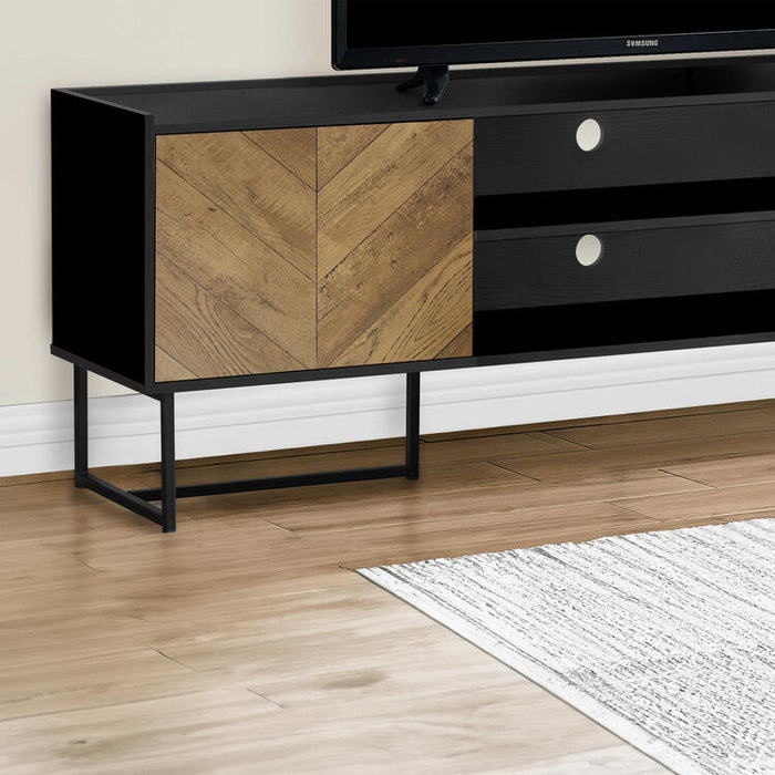 Monarch Specialties I 2752 | 72'' TV stand - Black metal base - With 2 wood-like doors-SONXPLUS Granby