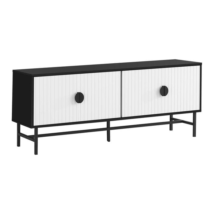 Monarch Specialties I 2732 | 60'' TV stand - Black metal base - 2 white doors-SONXPLUS Granby