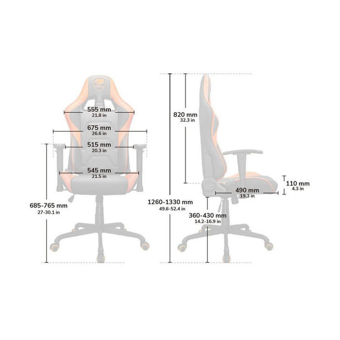 Cougar Armor Elite 300112 | Play chair - Ergonomic and adjustable - PVC Leather - Orange-SONXPLUS Granby