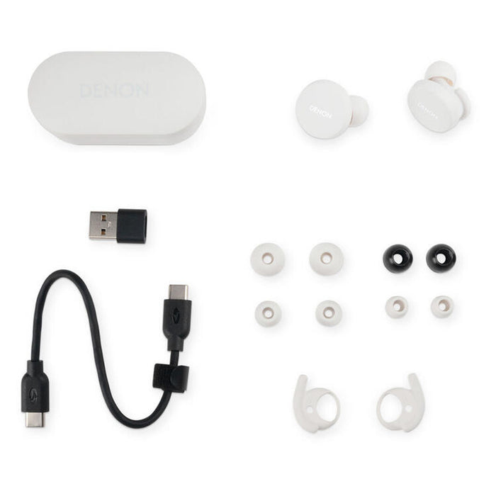 Denon PERL | In-Ear Headphones - Wireless - Bluetooth - Masimo Adaptive Acoustic Technology - White-SONXPLUS Granby