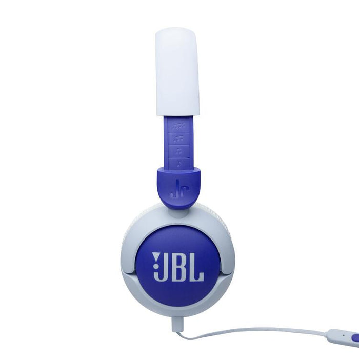 JBL JR320 | Écouteurs filaires circum-auriculaires pour enfant - JBL Safe Sound - Microphone - Bleu-SONXPLUS Granby
