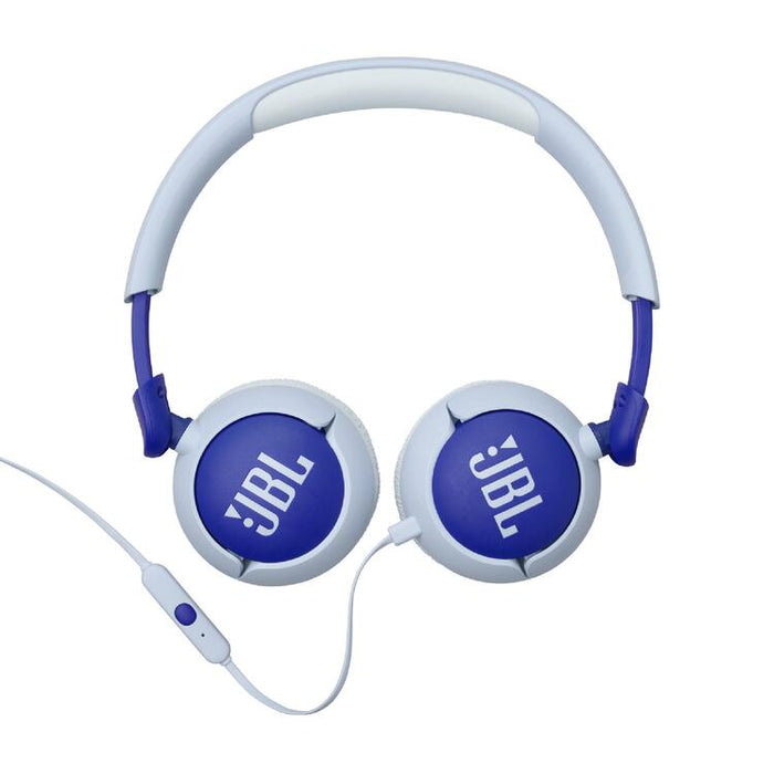 JBL JR320 | Écouteurs filaires circum-auriculaires pour enfant - JBL Safe Sound - Microphone - Bleu-SONXPLUS Granby