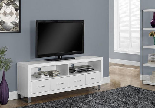 Monarch Specialties I2518 | TV Stand - 60" - 4 Drawers - White-SONXPLUS Granby