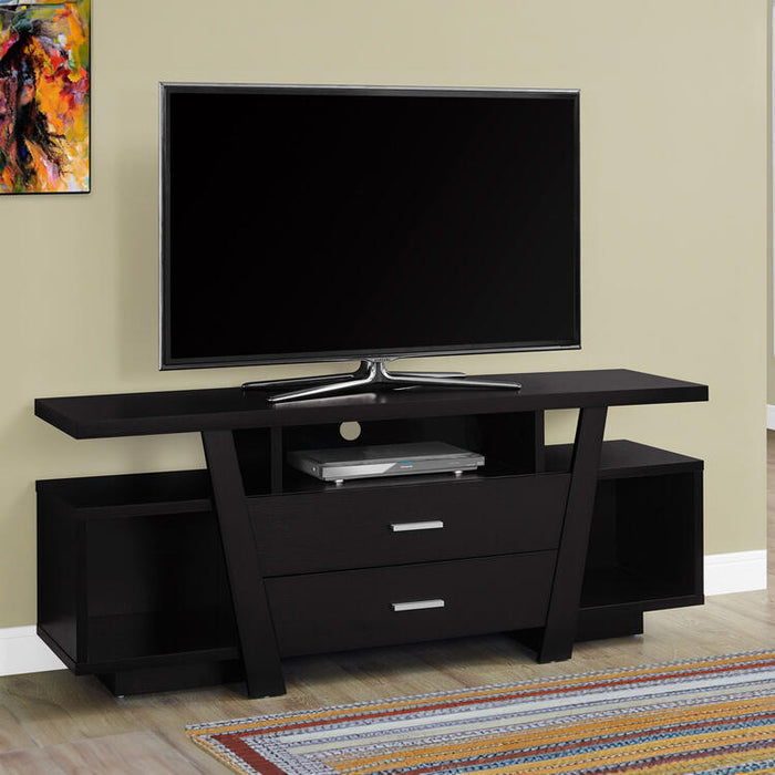 Monarch Specialties I2720 | TV Stand - 60" - 2 Storage Drawers - Espresso-SONXPLUS Granby