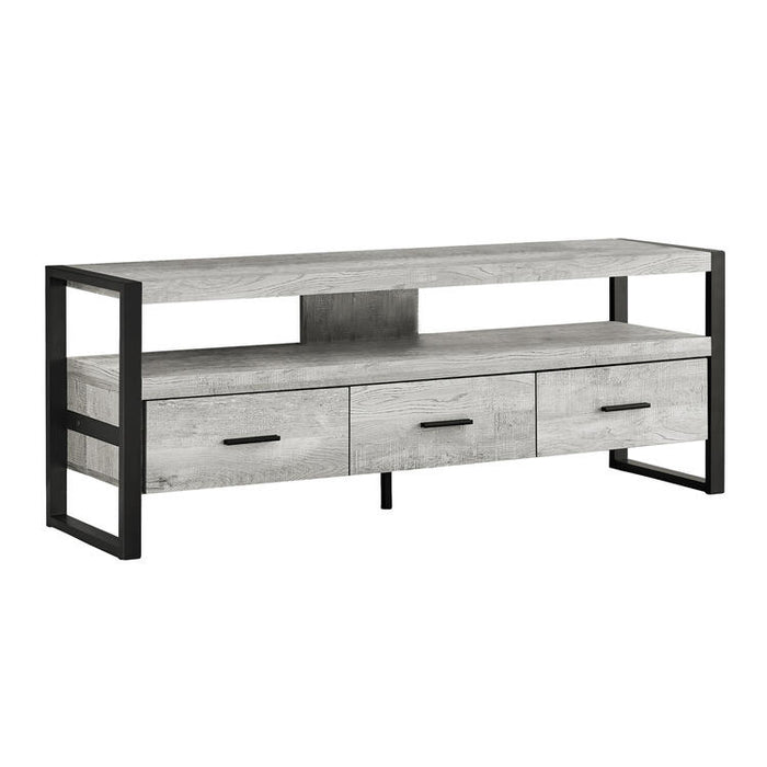 Monarch Specialties I2821 | TV Stand - 60" - 3 Drawers - Grey-SONXPLUS Granby