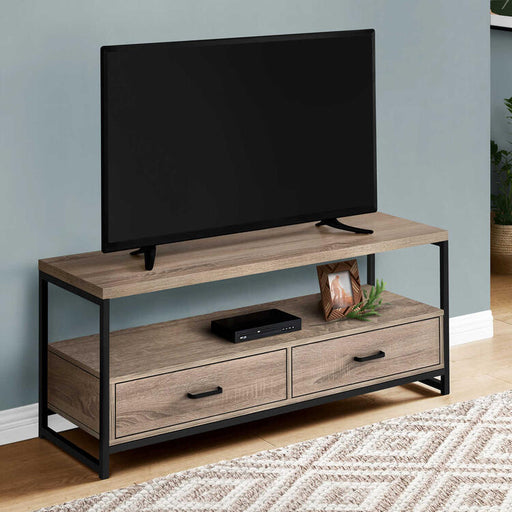 Monarch Specialties I2872 | TV stand - 48" - 2 Storage drawers - Dark taupe-SONXPLUS Granby