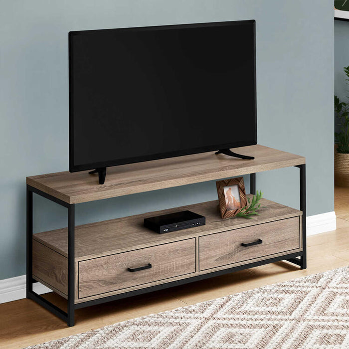 Monarch Specialties I2872 | Meuble TV - 48" - 2 Tiroirs de rangement - Taupe foncé-SONXPLUS Granby