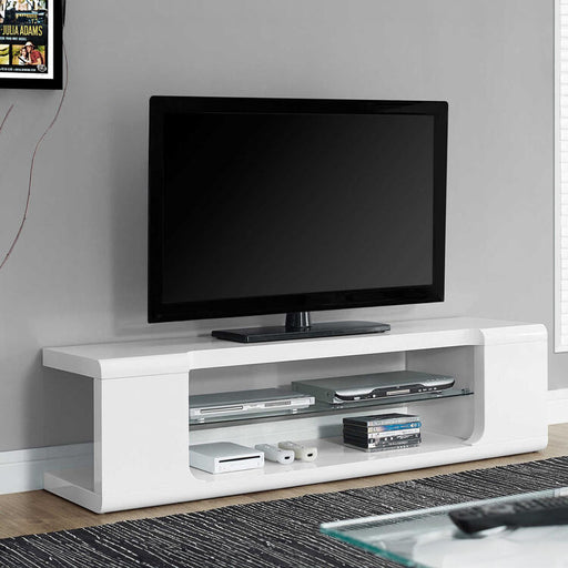 Monarch Specialties I3535 | TV stand - 60" - 1 glass shelf - White-SONXPLUS Granby