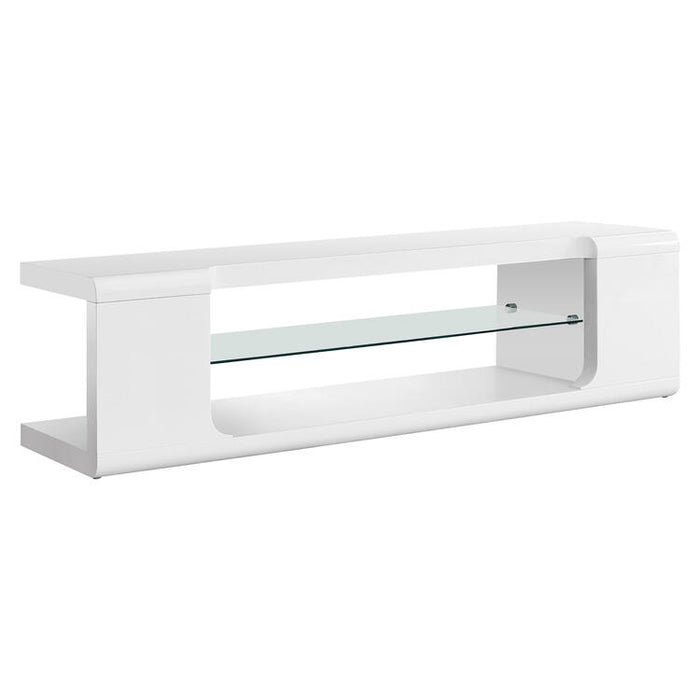 Monarch Specialties I3535 | TV stand - 60" - 1 glass shelf - White-SONXPLUS Granby