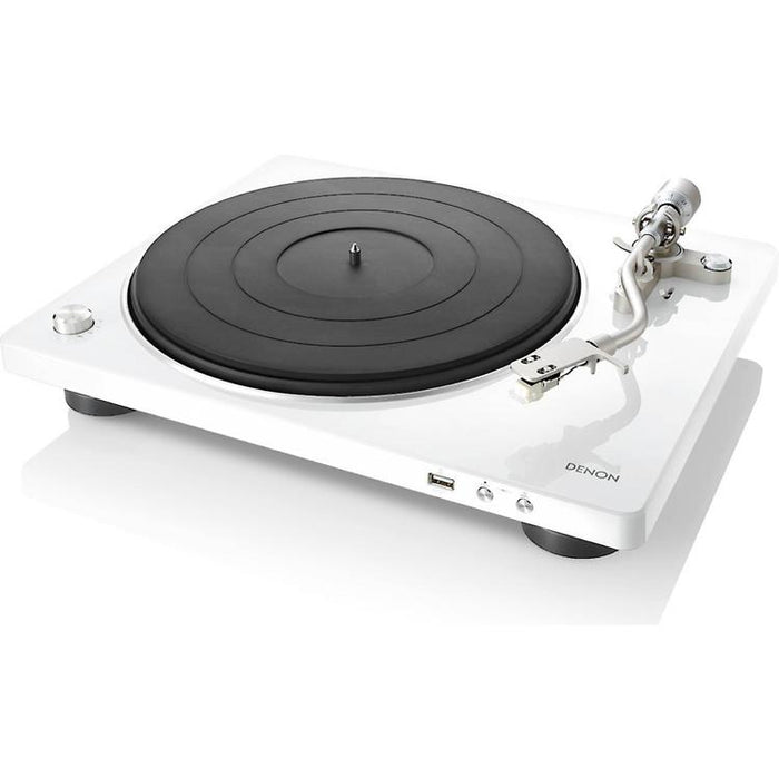 Denon DP-450USB | Table tournante Hi-Fi - Port USB - Bras de lecture en "S" - Blanc-SONXPLUS Granby