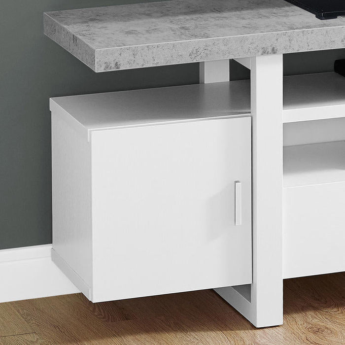 Monarch Specialties I 2725 | TV stand - 60" - Simulated cement top - White-SONXPLUS.com
