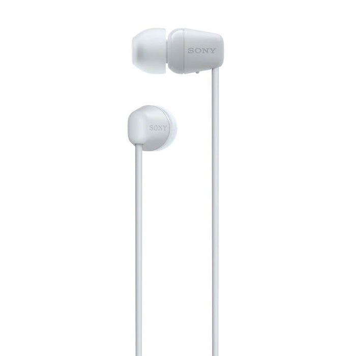 Sony WI-C100 | Écouteurs intra-auriculaires - Sans fil - Bluetooth - Autour du cou - Microphone - IPX4 - Blanc-SONXPLUS.com