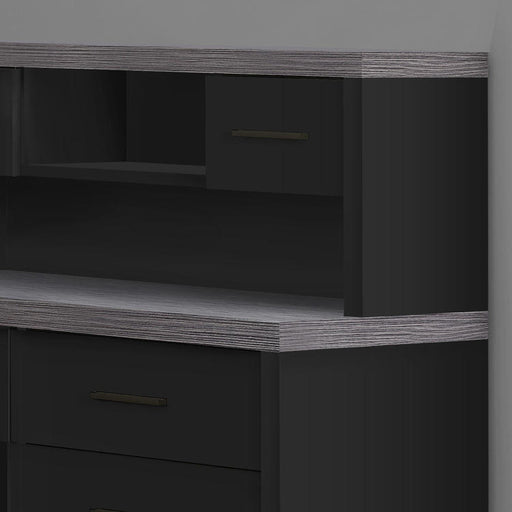 Monarch Specialties I 7430 | Computer Cabinet - Corner - L-Shape Design - Left or right orientation - With drawers - Grey top - Black-SONXPLUS Granby