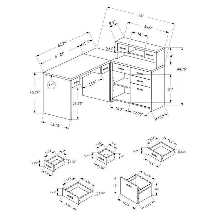 Monarch Specialties I 7430 | Computer Cabinet - Corner - L-Shape Design - Left or right orientation - With drawers - Grey top - Black-SONXPLUS Granby