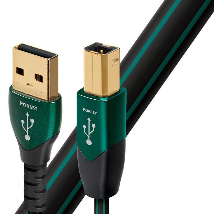 Audioquest Forest | Câble USB A vers USB B - Version USB 2.0 - Conducteur en Argent massif à 0,5% - 0.75 Mètres-Sonxplus Granby 