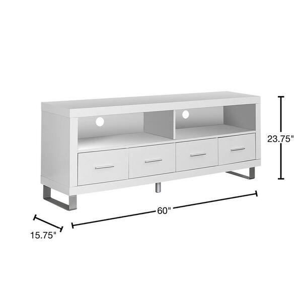 Monarch Specialties I2518 | TV Stand - 60" - 4 Drawers - White-SONXPLUS Granby