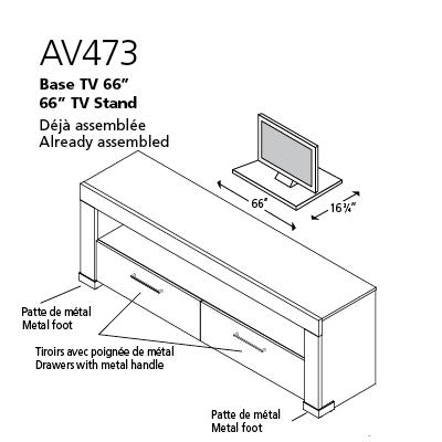New concept AV473 | TV stand | Melamine and metal | White-SONXPLUS Granby
