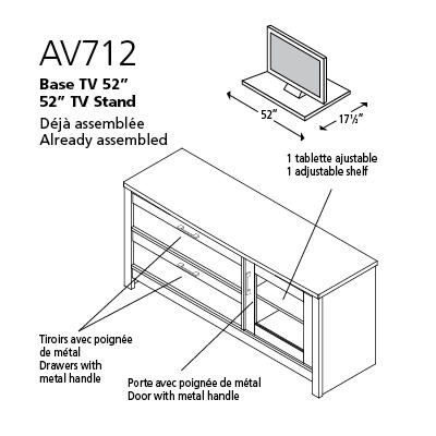 New concept AV712 | TV stand - Melamine - Charcoal-SONXPLUS Granby