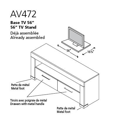 Nouveau concept AV472 | Meuble Téléviseur - Mélamine et métal - Blanc-SONXPLUS Granby