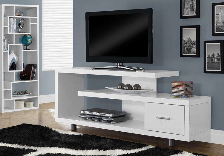 Monarch Specialties I2573 | TV stand - 60" - 1 Drawer - White-Sonxplus 