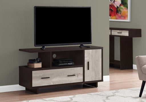 Monarch Specialties I2805 | TV stand - 48" - 1 Drawer - 1 Cabinet - Espresso/Taupe-Sonxplus 